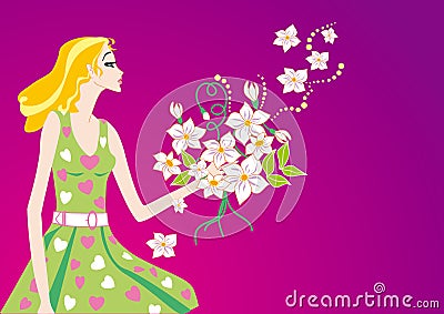 Spring woman Vector Illustration