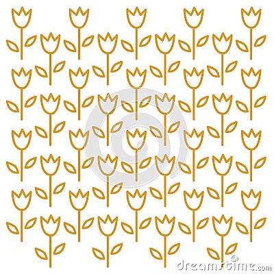 Spring Yellow Tulips Pattern, Texture, Background Vector Illustration