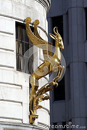 Springbok Statue, South Africa House at Trafalgar Square in London, England Editorial Stock Photo