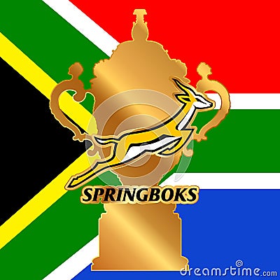Springboks rugby team South Africa logo, world champions on the national flag Vector Illustration