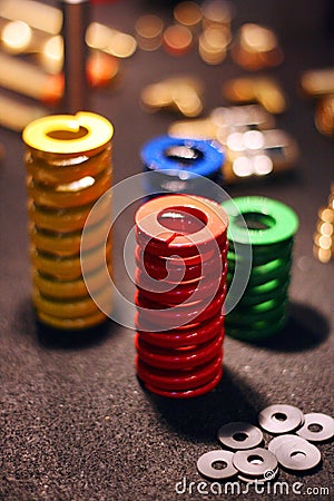 Springs, bolts, screws and tools Stock Photo