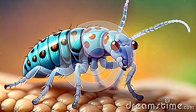 Springtail Arthropod Hexapod jumper children learning Cartoon Illustration