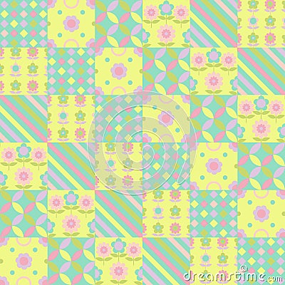 Springtime Colorful Flower Seamless Pattern Vector Illustration