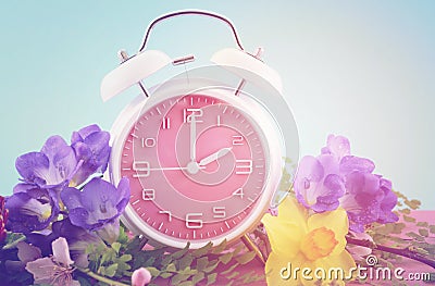 Springtime Daylight Saving Time Clock Concept Stock Photo