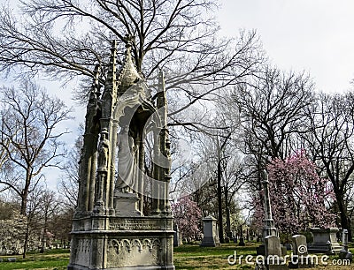 Springtime With the Deceased in Bellefontaine Cemetery - Saint Louis, MO Stock Photo