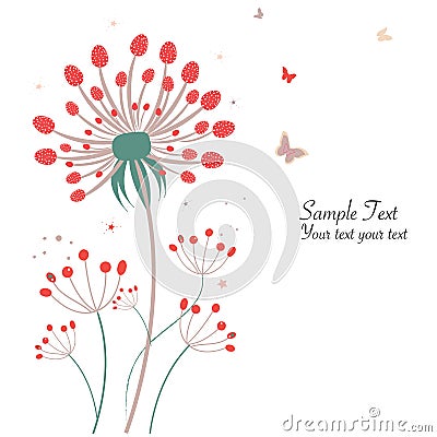 Springtime floral dandelion greeting card Vector Illustration