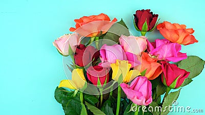 Springtime overhead with beautiful fresh flowers Stock Photo