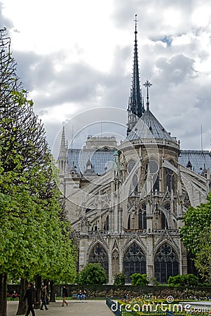 Springtime in Paris with the Notre Dame de Paris Editorial Stock Photo
