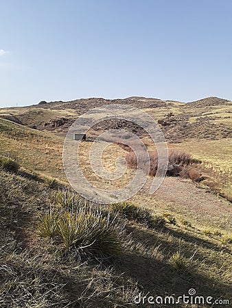 Springtime scenic landscape backroads Cheyenne Wyoming Stock Photo