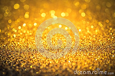 Sprinkle gold dust on a red background Stock Photo