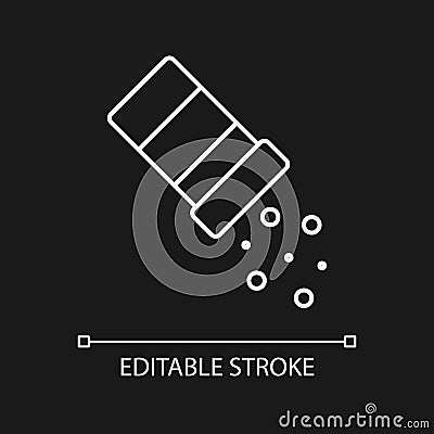 Sprinkle salt white linear icon for dark theme Vector Illustration