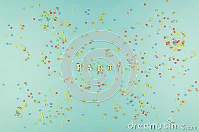 Sprinkles background, sugar sprinkle confetti, decoration for cake and bakery. Top view, flat lay. pastel colors Stock Photo