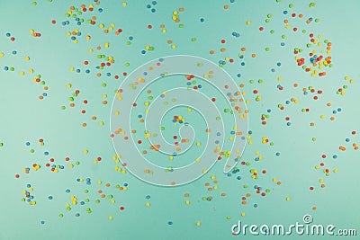 Sprinkles background, sugar sprinkle confetti, decoration for cake and bakery. Top view, flat lay. pastel colors Stock Photo