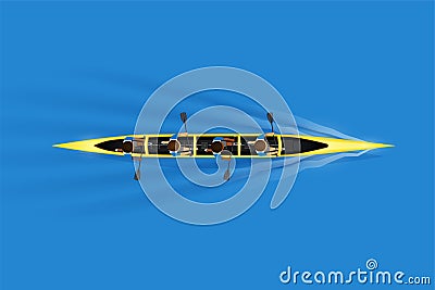 Sprint Four Canoe with paddlers Vector Illustration