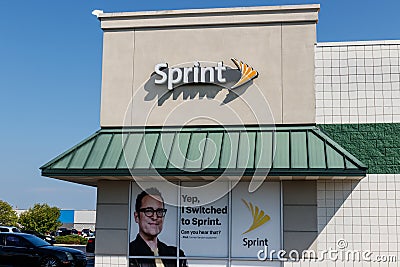 Frankfort - Circa August 2018: Sprint mobile phone store. Opposition is growing to the T-Mobile Sprint merger II Editorial Stock Photo