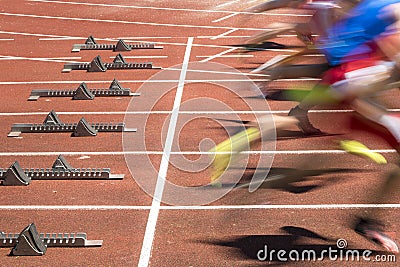 Sprint start in track and field Stock Photo