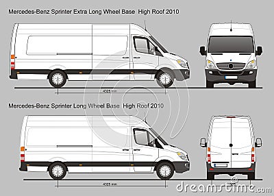 Mercedes Sprinter Van LWB and Extra LWB Editorial Stock Photo