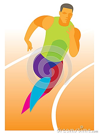 Sprinter runs a distance of 200 meters Vector Illustration