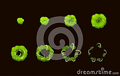 Sprite sheet animation of cartoon acid toxic explosion Vector Illustration