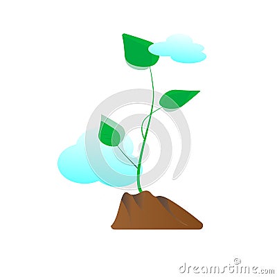 Sprout of the earth with clouds Vector Illustration