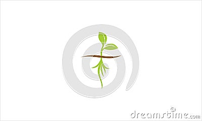 Sprout eco logo, green leaf seedling, growing plant Abstract design concept for eco technology theme. Ecology icon Vector Illustration