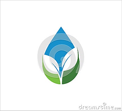 sprout leaf inside an abstract water drop shape vector icon logo design for agriculture, food crop, hydroponic nursery and farm Vector Illustration