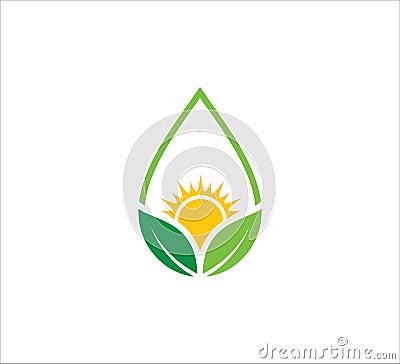 sprout leaf inside an abstract water drop shape vector icon logo design for agriculture, food crop, hydroponic nursery and farm Vector Illustration