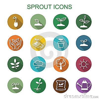 Sprout long shadow icons Vector Illustration