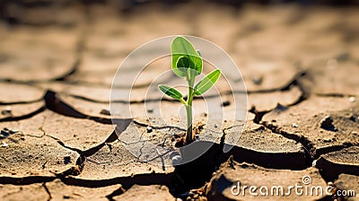 The sprout made its way through the dry ground . life force Stock Photo