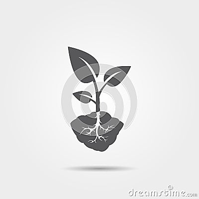 Sprout with root icon Vector Illustration