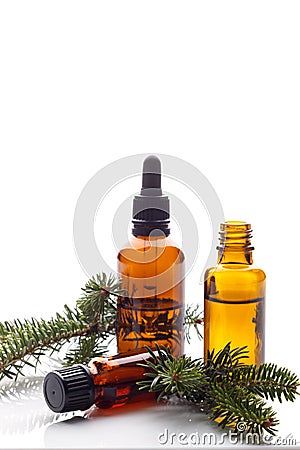 Spruce essential oil Stock Photo