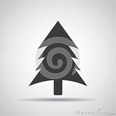 Spruce icon with shadow on a gray background. Vector illustration Cartoon Illustration