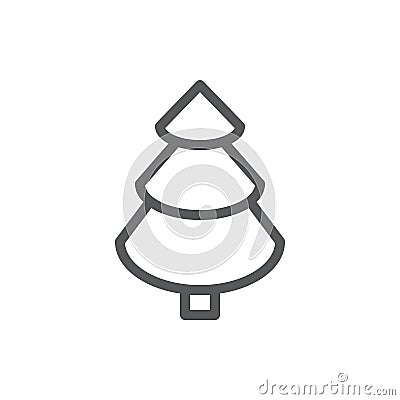 Spruce line icon with editable stroke vector illustration - outline symbol of evergreen pine tree for natural design. Vector Illustration