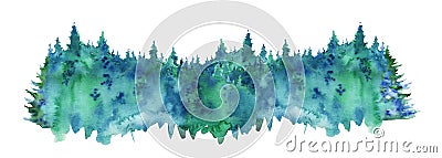 Spruce wood. Isolated watercolor illustration on white background Cartoon Illustration