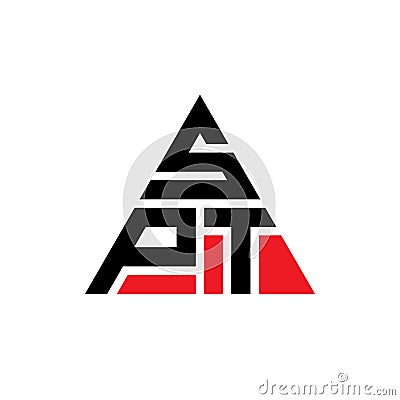 SPT triangle letter logo design with triangle shape. SPT triangle logo design monogram. SPT triangle vector logo template with red Vector Illustration
