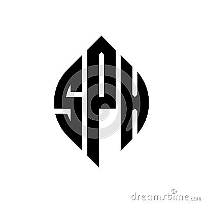 SPX circle letter logo design with circle and ellipse shape. SPX ellipse letters with typographic style. The three initials form a Vector Illustration
