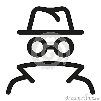 Spy agent searching outline icon. Anonymous or Incognito Vector illustration Vector Illustration