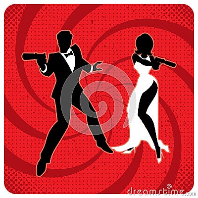 Spy Couple 2 Vector Illustration