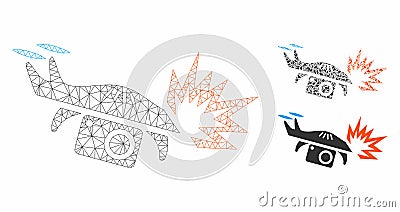 Spy Drone Explosion Vector Mesh Network Model and Triangle Mosaic Icon Vector Illustration