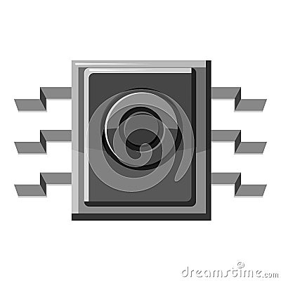 Spy microchip icon, gray monochrome style Vector Illustration