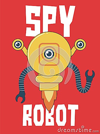 Spy Robot Illustration Vector Illustration