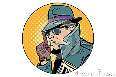 Spy secret agent finger gun gesture Vector Illustration