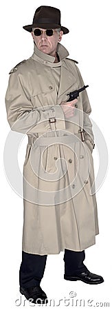 Spy, Secret Agent or Private Detective Isolated Stock Photo