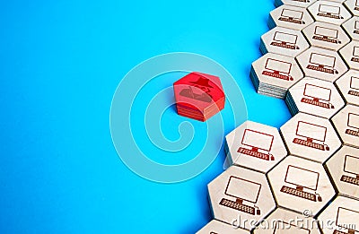 Spy is trying to infiltrate the corporate network. Confidentiality, data security. Collection of corporate intelligence, sabotage Stock Photo