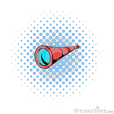 Spyglass icon in comics style Vector Illustration