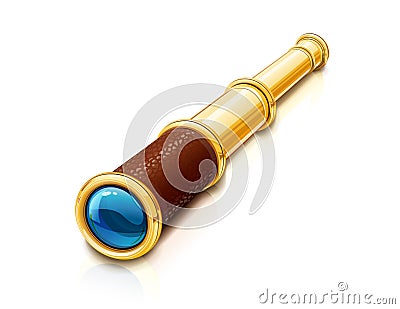 Spyglass. Lookout pipe. Marine optical tool, vector illustration Vector Illustration