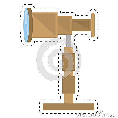 spyglass pirate looks telescope cut line Cartoon Illustration