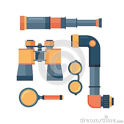 Spyglass telescope lens vector illustration. Vector Illustration