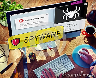 Spyware Computer Hacker Virus Malware Concept Stock Photo