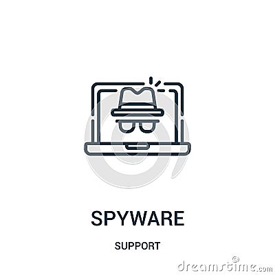 spyware icon vector from support collection. Thin line spyware outline icon vector illustration. Linear symbol for use on web and Vector Illustration